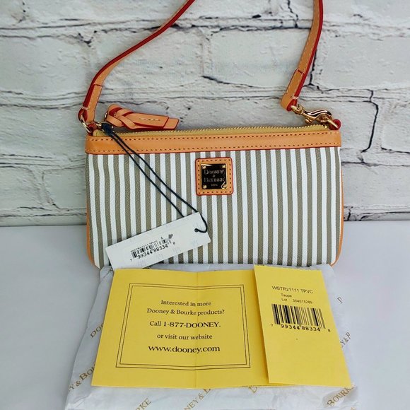 'DOONEY & BOURKE' LEATHER PINSTRIPE RED INTERIOR BAGGETT  DETACHABLE STRAP - Picture 5 of 16